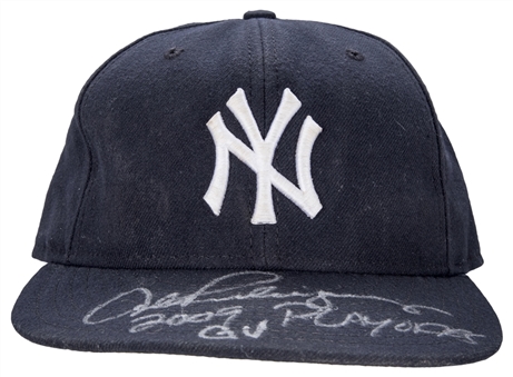 2009 Alex Rodriguez Game Used, Signed & Inscribed New York Yankees Playoff Hat (PSA/DNA)